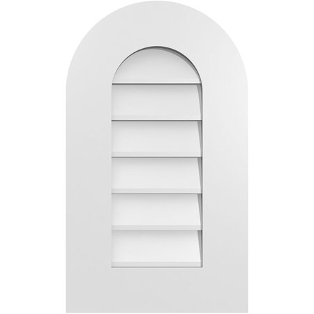 Ekena Millwork Round Top Surface Mount PVC Gable Vent: Non-Functional, w/ 3-1/2"W x 1"P Standard Frame, 14"W x 24"H GVPRT14X2401SN